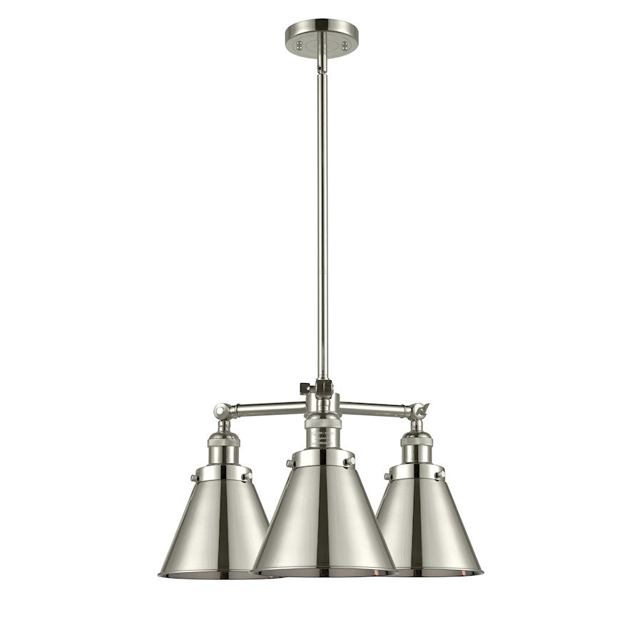 Innovations Lighting Appalachian 21in 3-Light Chandelier | Traditional Industrial Polished Nickel Steel and Cast Brass with Polished | Model 207-PN-M13-PN