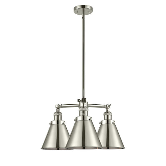 Innovations Lighting Appalachian 21in 3-Light Chandelier | Traditional Industrial Polished Nickel Steel and Cast Brass with Polished | Model 207-PN-M13-PN