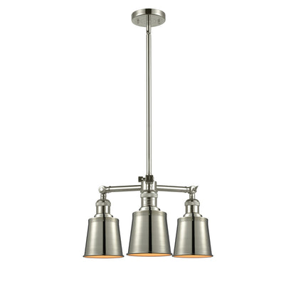 Innovations Addison 19in 3-Light LED Chandelier | Traditional Polished Nickel Metal Cone Shade | Kitchen Island & Dining Room | Model 207-PN-M9-LED