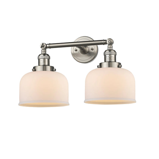 Innovations 208 Series 19in 2-Light LED Vanity Light | Industrial Brushed Satin Nickel and Matte White Cased Glass | Bathroom | Model 208-SN-G71-LED