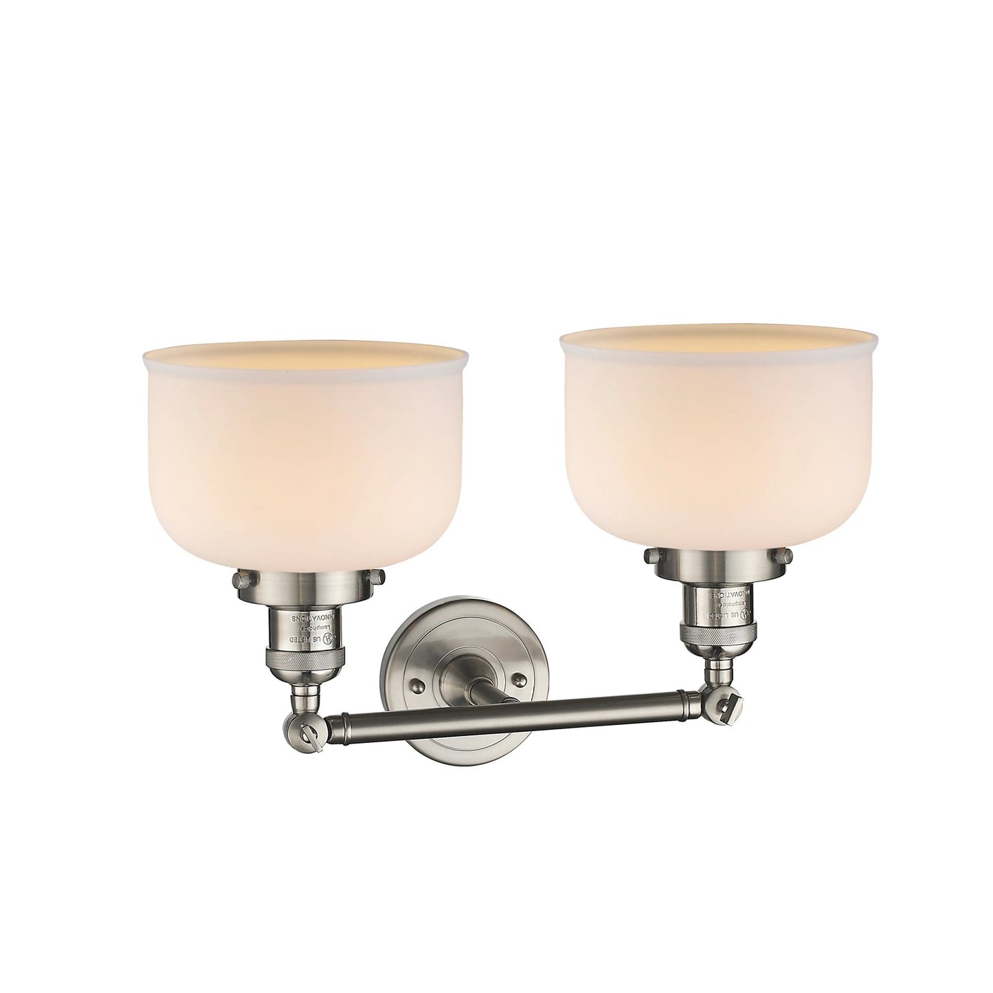 Innovations 208 Series 19in 2-Light LED Vanity Light | Industrial Brushed Satin Nickel and Matte White Cased Glass | Bathroom | Model 208-SN-G71-LED