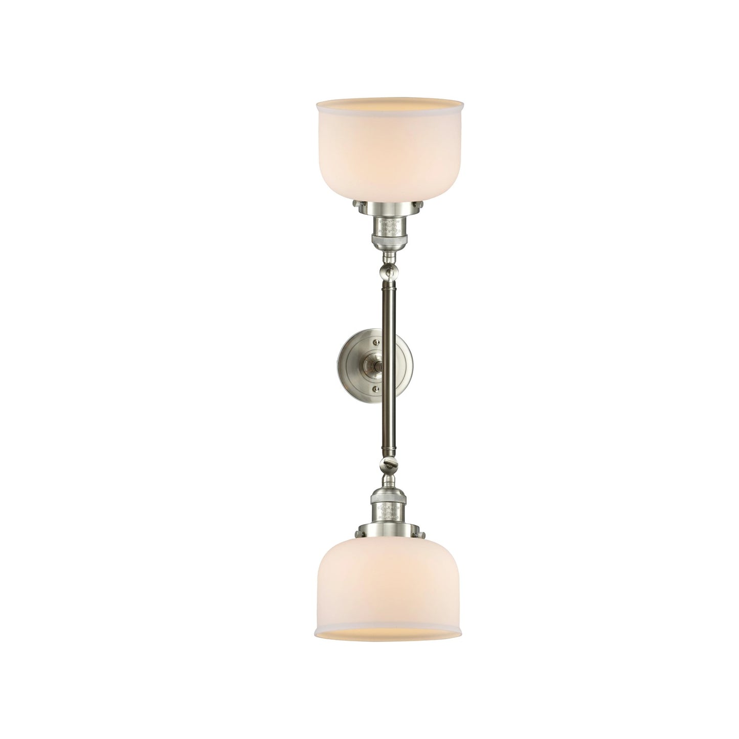 Innovations 208 Series 19in 2-Light LED Vanity Light | Industrial Brushed Satin Nickel and Matte White Cased Glass | Bathroom | Model 208-SN-G71-LED