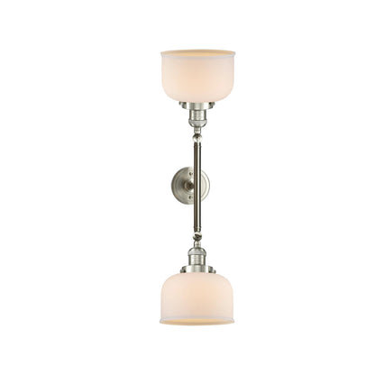 Innovations 208 Series 19in 2-Light LED Vanity Light | Industrial Brushed Satin Nickel and Matte White Cased Glass | Bathroom | Model 208-SN-G71-LED