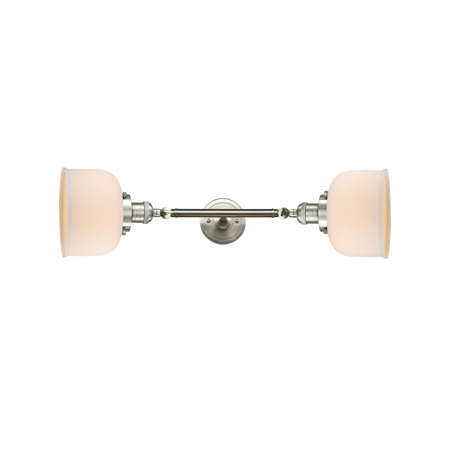 Innovations 208 Series 19in 2-Light LED Vanity Light | Industrial Brushed Satin Nickel and Matte White Cased Glass | Bathroom | Model 208-SN-G71-LED
