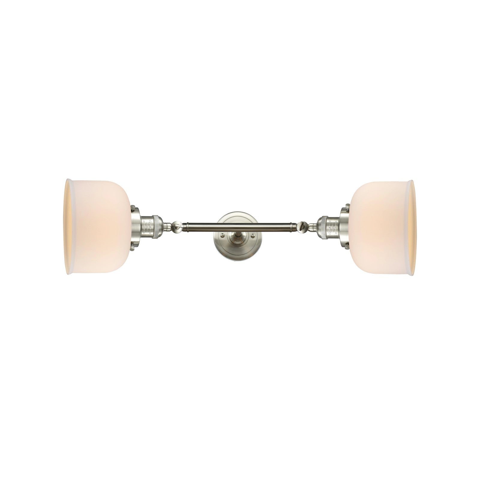 Innovations 208 Series 19in 2-Light LED Vanity Light | Industrial Brushed Satin Nickel and Matte White Cased Glass | Bathroom | Model 208-SN-G71-LED