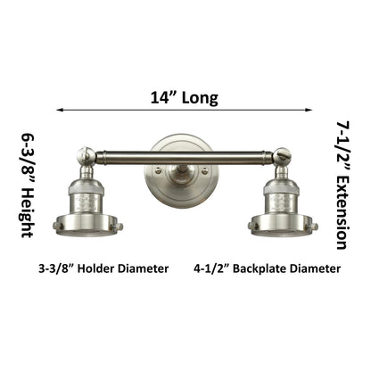 Innovations 208 Series 19in 2-Light LED Vanity Light | Industrial Brushed Satin Nickel and Matte White Cased Glass | Bathroom | Model 208-SN-G71-LED