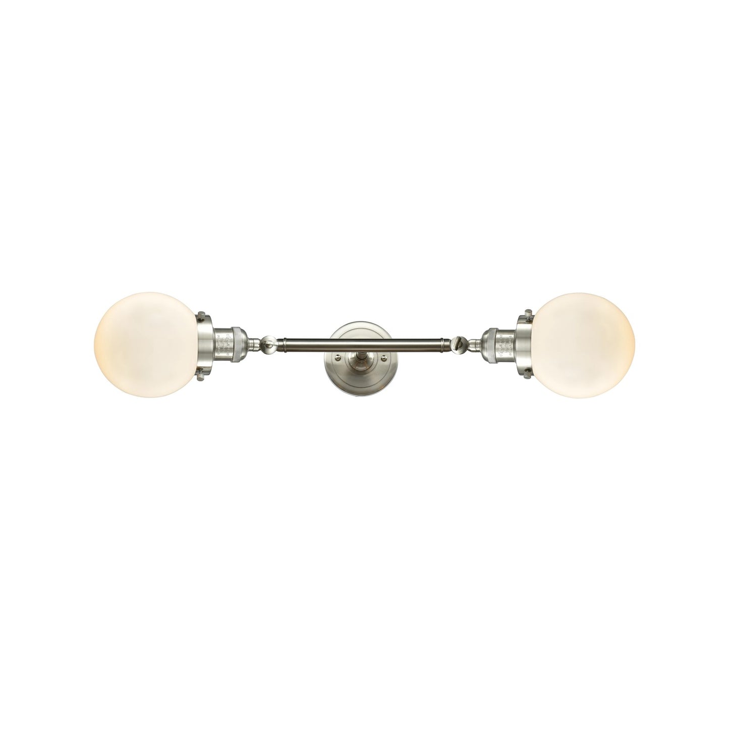 Innovations Beacon 23in 2-Light Vanity Light | Industrial Brushed Satin Nickel and Matte White Cased Glass | Bathroom Vanity | Model 208L-SN-G201-6-LED