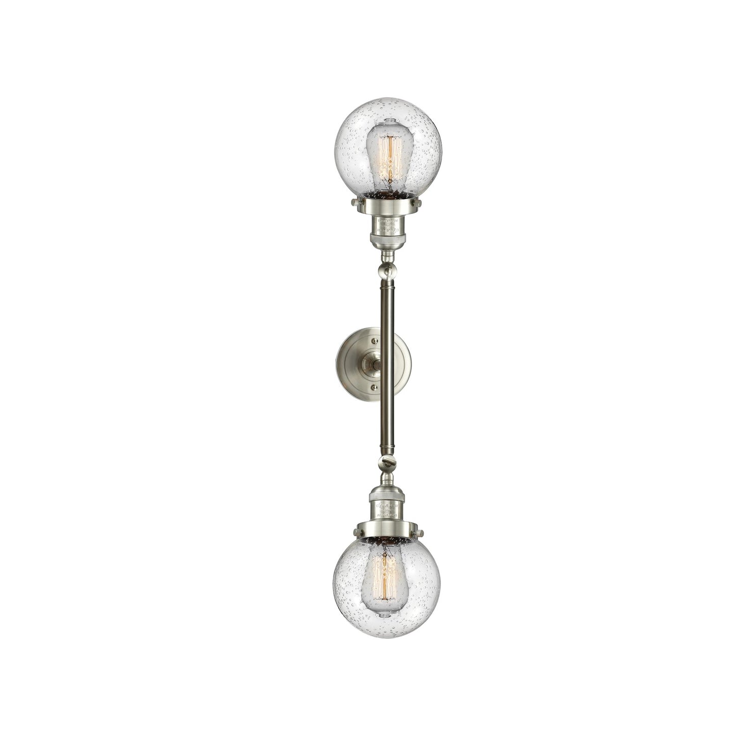 Innovations Beacon 23in 2-Light Vanity Light | Industrial Brushed Satin Nickel and Seedy Glass | Bathroom & Powder Room | Model 208L-SN-G204-6-LED