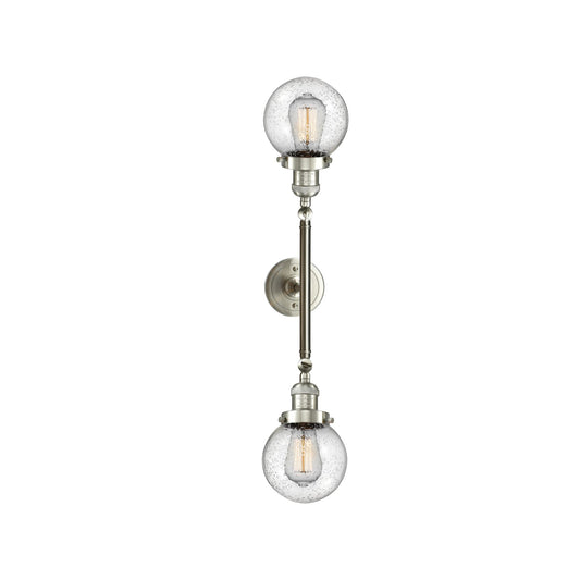 Innovations Beacon 23in 2-Light Vanity Light | Industrial Brushed Satin Nickel and Seedy Glass | Bathroom & Powder Room | Model 208L-SN-G204-6-LED