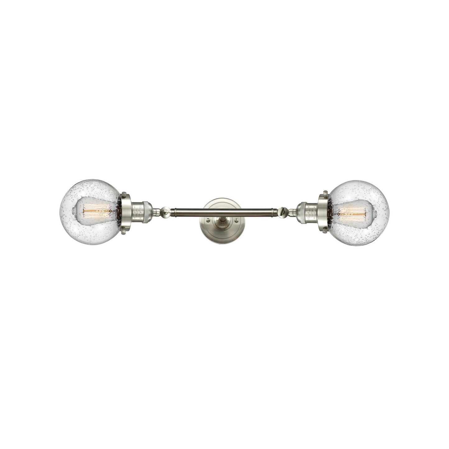 Innovations Beacon 23in 2-Light Vanity Light | Industrial Brushed Satin Nickel and Seedy Glass | Bathroom & Powder Room | Model 208L-SN-G204-6-LED