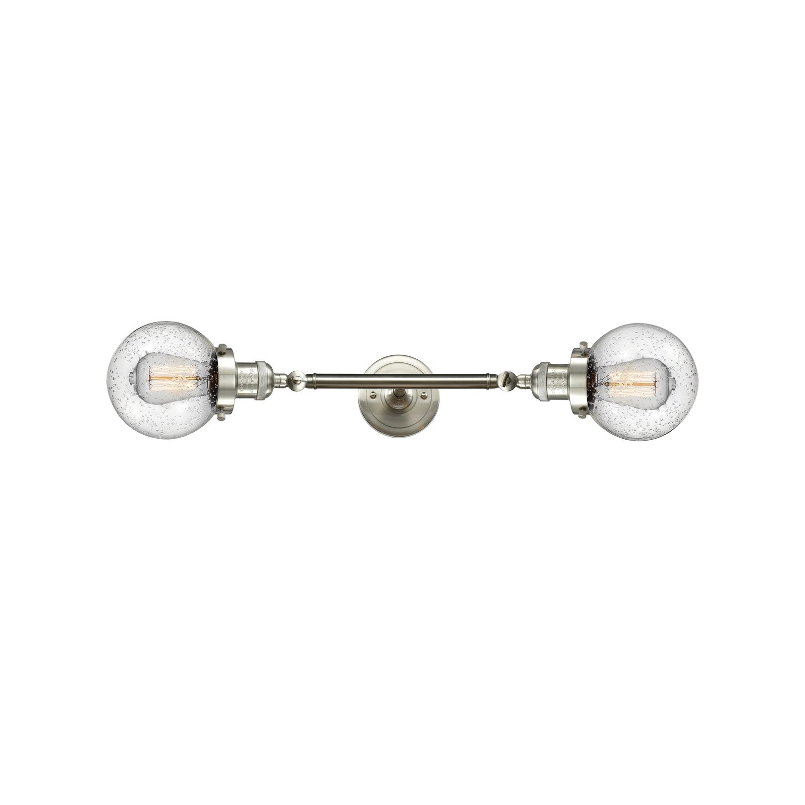 Innovations Beacon 23in 2-Light Vanity Light | Industrial Brushed Satin Nickel and Seedy Glass | Bathroom & Powder Room | Model 208L-SN-G204-6-LED