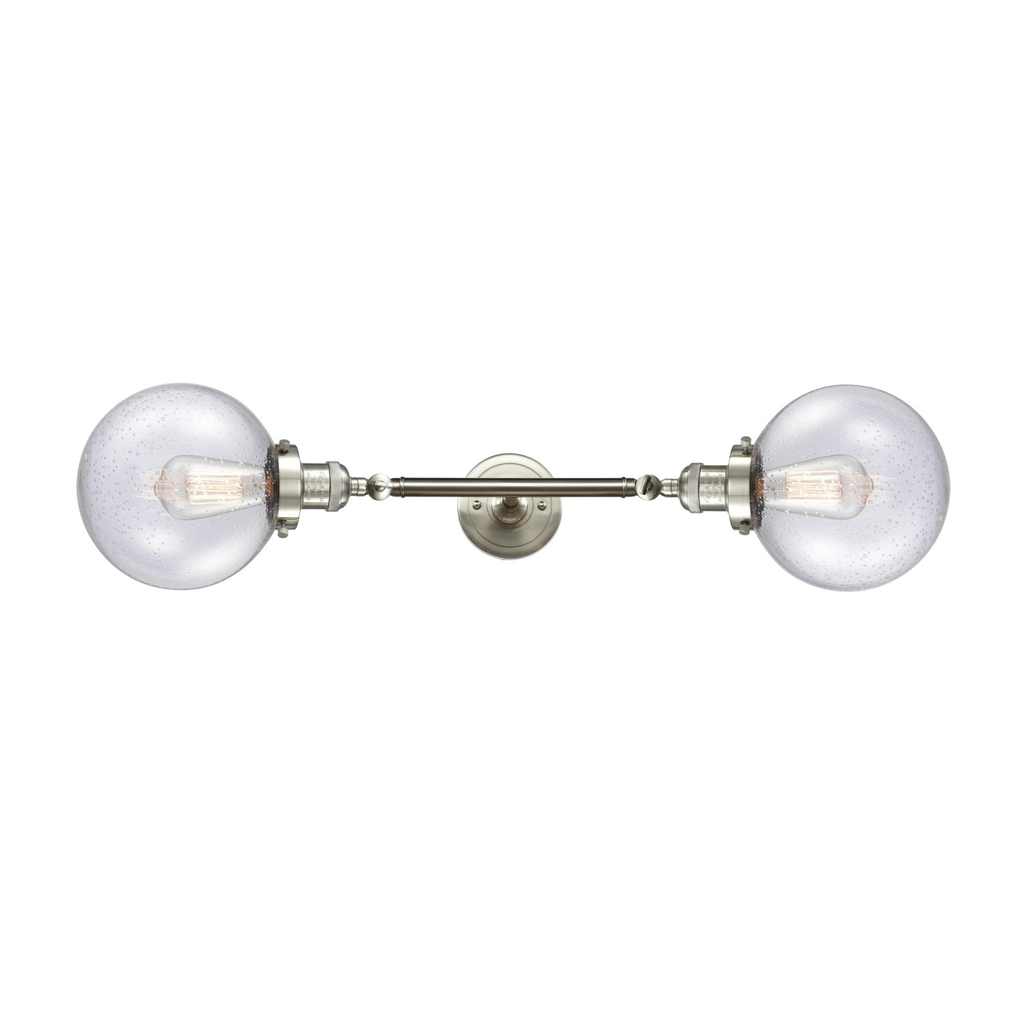 Innovations 2-Light Vertical Vanity | Industrial Brushed Satin Nickel and Seedy Glass | Bathroom Vanity | 8 x 25 x 9 in | Model 208L-SN-G204-8