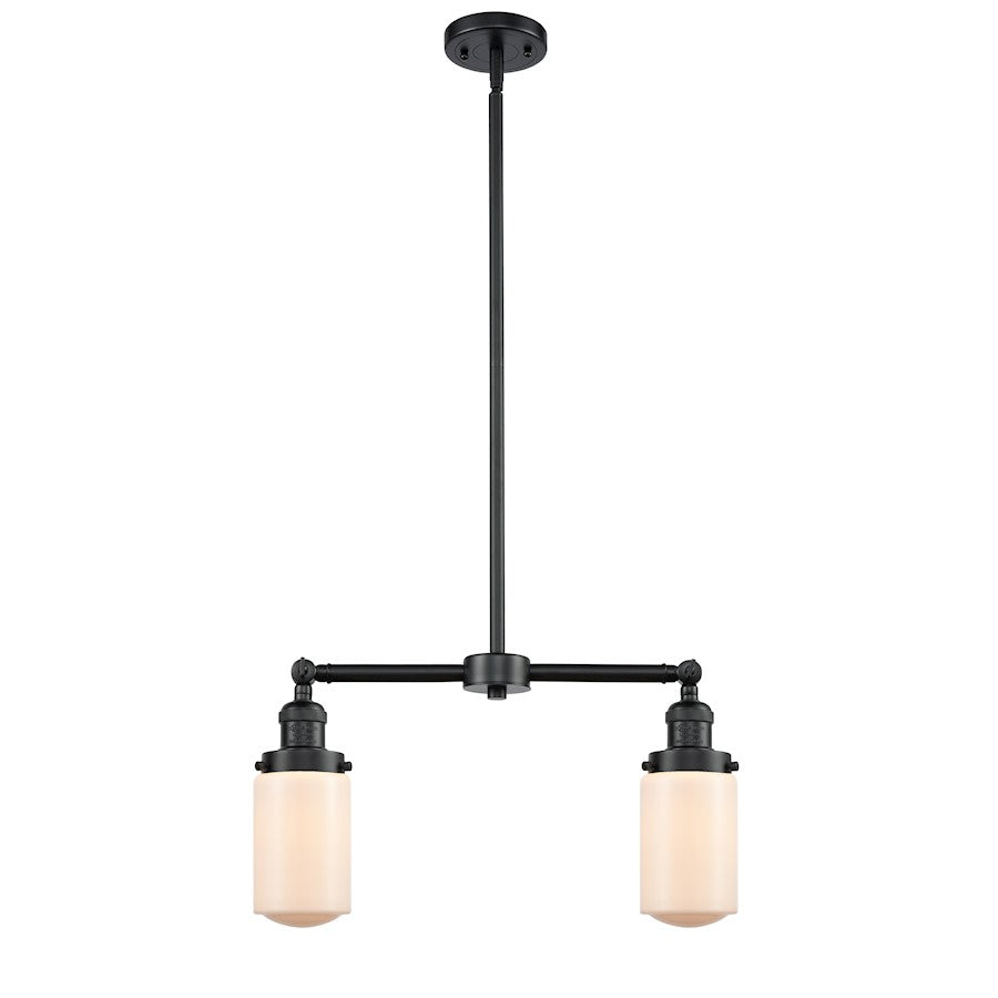 Innovations Lighting Franklin Restoration 21in 2-Light Chandelier | Traditional Oil Rubbed Bronze Steel and Matte White Frosted Glass | Model 209-OB-G311