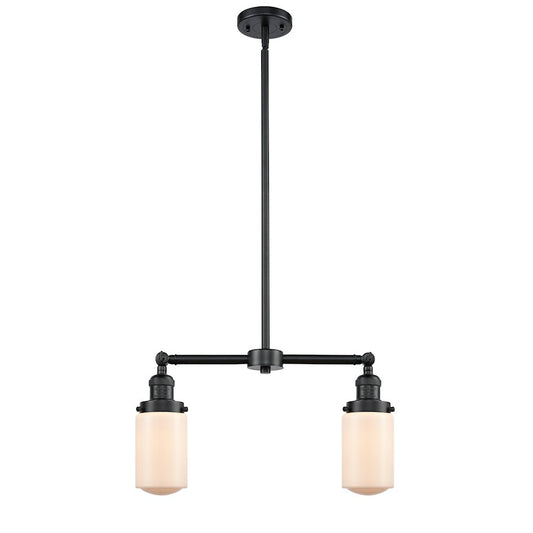 Innovations Lighting Franklin Restoration 21in 2-Light Chandelier | Traditional Oil Rubbed Bronze Steel and Matte White Frosted Glass | Model 209-OB-G311