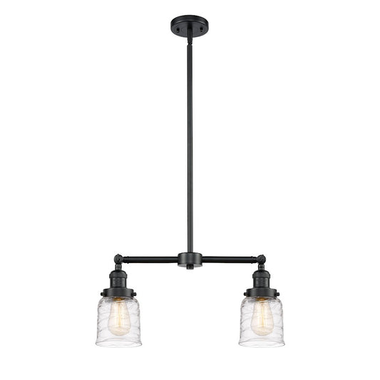 Innovations Franklin Restoration Bell 21in 2-Light LED Island Light | Traditional Farmhouse Oil Rubbed Bronze Steel and Deco Swirl | Model 209-OB-G513-LED