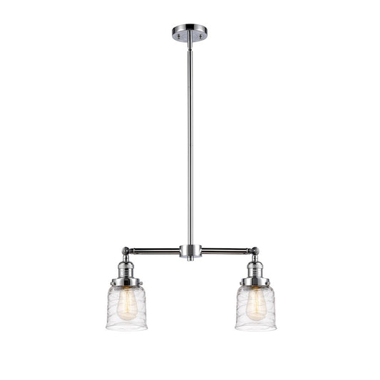 Innovations Franklin Restoration Bell 21in 2-Light LED Island Light | Traditional Farmhouse Polished Chrome and Deco Swirl Glass | Model 209-PC-G513-LED