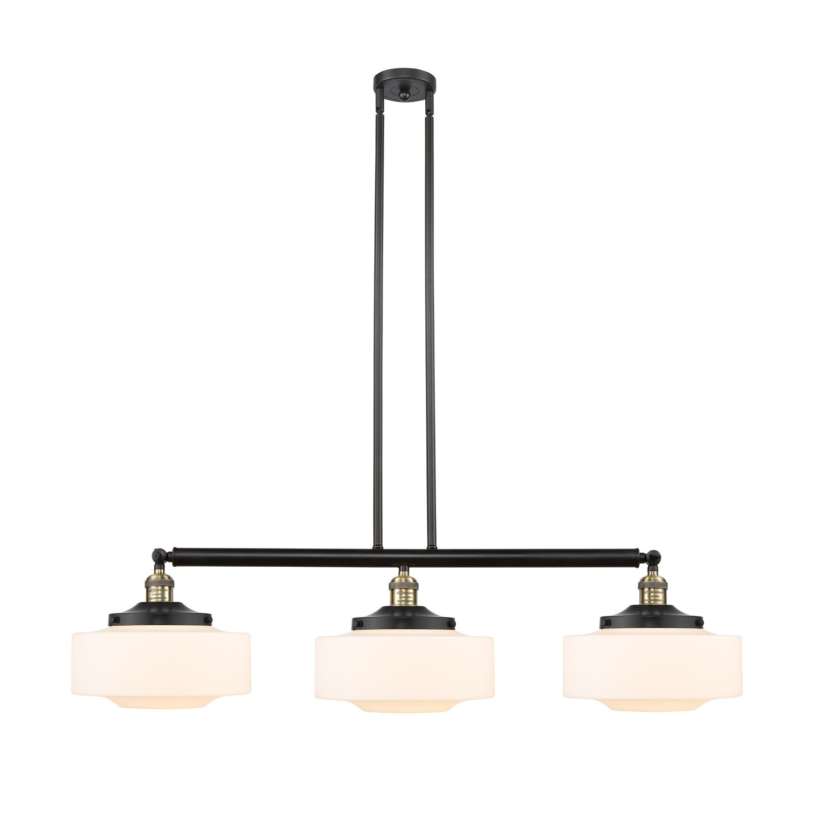 Innovations Bridgeton 44in 3-Light Island Light | Traditional Black Antique Brass and Matte White Frosted Glass | Kitchen Island & | Model 213-BAB-G691-12