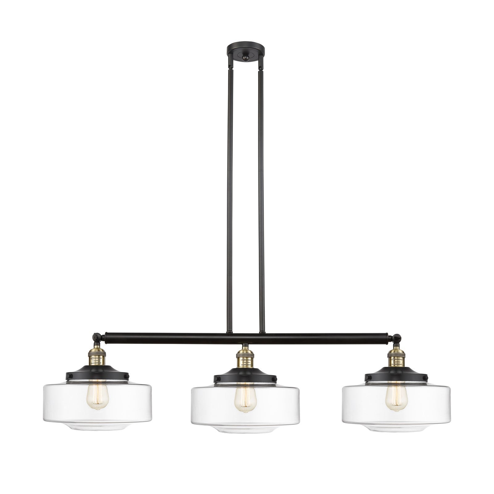 Innovations Bridgeton 44in 3-Light Island Light | Traditional Black Antique Brass Steel and Clear Glass | Kitchen Island & Dining | Model 213-BAB-G692-12