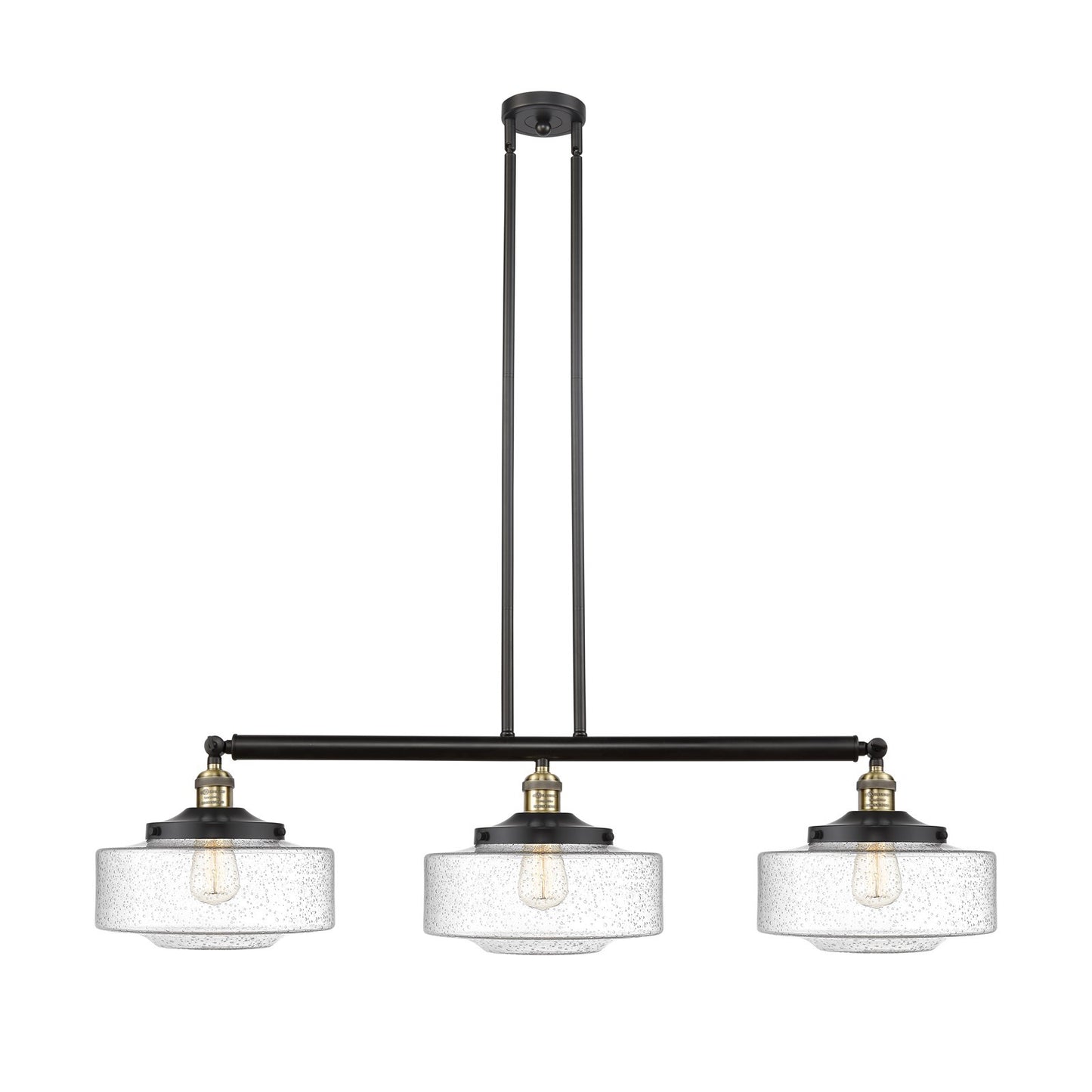 Innovations Bridgeton 44in 3-Light Island Light | Traditional Black Antique Brass Steel and Seedy Glass | Kitchen Island & Dining | Model 213-BAB-G694-12