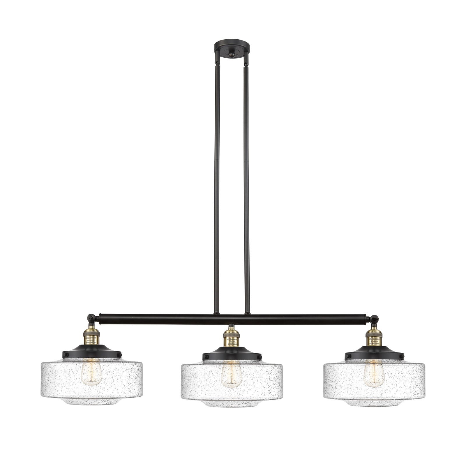 Innovations Bridgeton 44in 3-Light Island Light | Traditional Black Antique Brass Steel and Seedy Glass | Kitchen Island & Dining | Model 213-BAB-G694-12