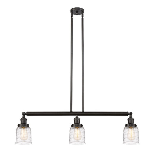 Innovations Franklin Restoration Bell 37.5in 3-Light LED Island Light | Industrial Farmhouse Oil Rubbed Bronze Steel and Deco | Model 213-OB-G513-LED