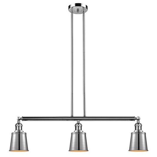 Innovations Addison 37.75in 3-Light Island Pendant | Traditional Industrial Polished Chrome Steel and Metal Shade | Kitchen Island & | Model 213-PC-M9-PC
