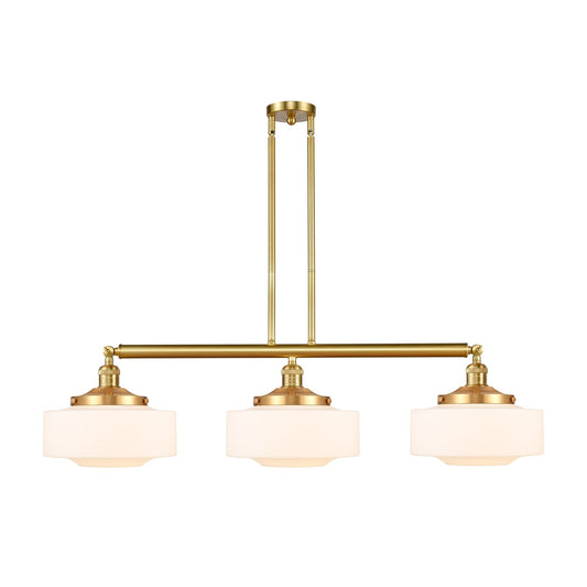 Innovations Bridgeton 44in 3-Light Island Light | Traditional Satin Gold Steel and Matte White Glass | Kitchen Island & Dining | Model 213-SG-G691-12-LED