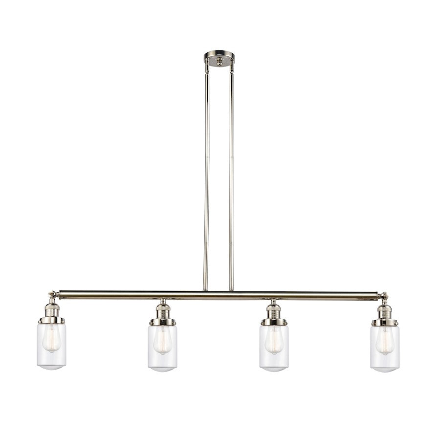 Innovations Franklin Restoration 49in 4-Light Island | Traditional Polished Nickel Steel and Clear Glass | Kitchen Island & Dining | Model 214-PN-G312-LED