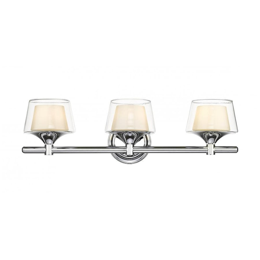 Innovations Lighting Laguna 24in 3-Light LED Bath Vanity | Retro Art Deco Polished Chrome and White Frosted Glass | Bathroom | Model 311-3W-PC-CLW-LED