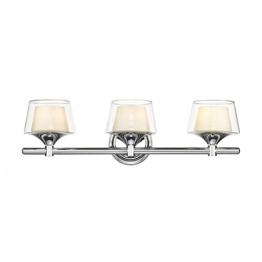 Innovations Lighting Laguna 24in 3-Light LED Bath Vanity | Retro Art Deco Polished Chrome and White Frosted Glass | Bathroom | Model 311-3W-PC-CLW-LED
