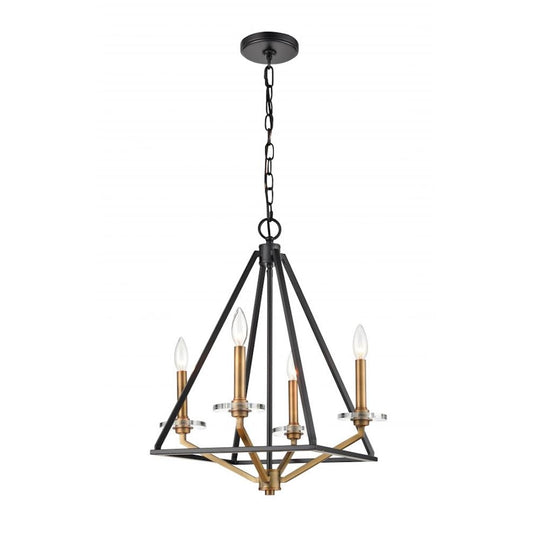 Innovations Raleigh Raleigh 18" 4 Light Chandelier, Black/Brass