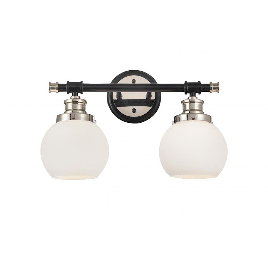Innovations Saybrook 16.25in 2-Light LED Vanity Light | Transitional Black Polished Nickel and Matte White Frosted Glass | Model 340-2W-BPN-G3401-6-LED