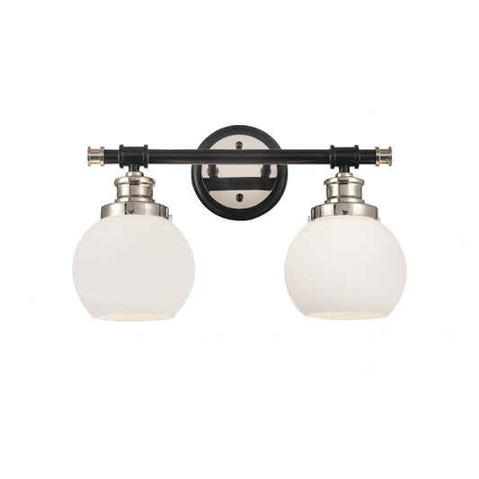 Innovations Saybrook 16.25in 2-Light LED Vanity Light | Transitional Black Polished Nickel and Matte White Frosted Glass | Model 340-2W-BPN-G3401-6-LED