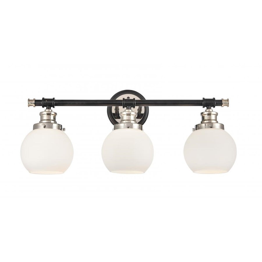 Innovations Saybrook 24in 3-Light LED Vanity | Transitional Black Polished Nickel and Matte White Frosted Glass | Bathroom | Model 340-3W-BPN-G3401-6-LED