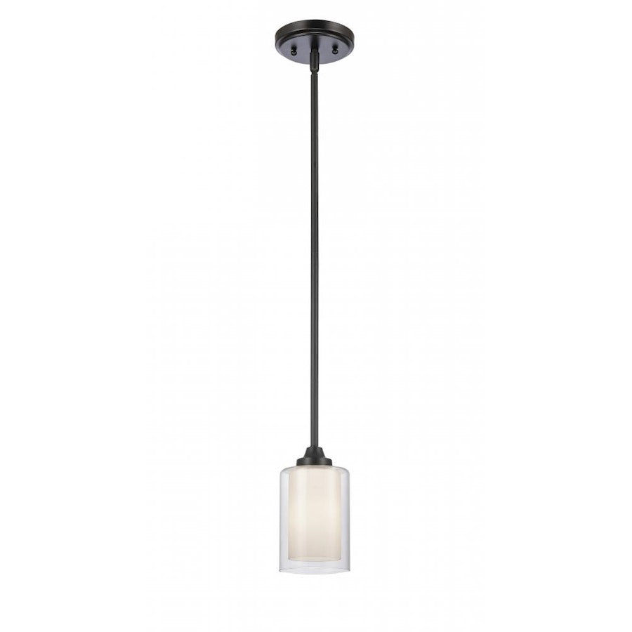 Innovations Auralume Fairbank 4in 1-Light Mini Pendant | Industrial Matte Black Steel and White & Clear Frosted Glass | Kitchen | Model 342-1S-BK-CLW-LED