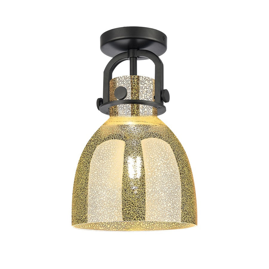 Innovations Newton Bell 1Lt 8" Arched Flush, Black/Mercury - 410-1F-BK-G412-8ME