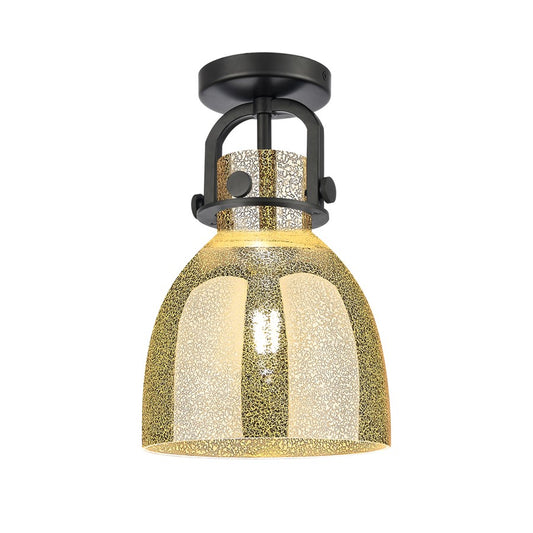 Innovations Newton Bell 1Lt 8" Arched Flush, Black/Mercury - 410-1F-BK-G412-8ME