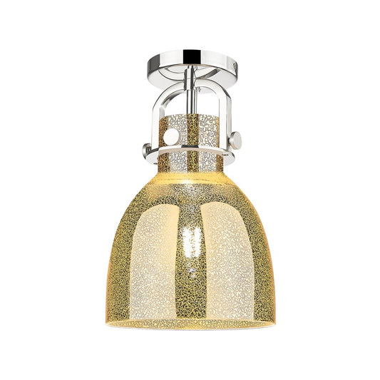 Innovations Newton Bell 1Lt 8" Arched Flush, PN/Mercury - 410-1F-PN-G412-8ME