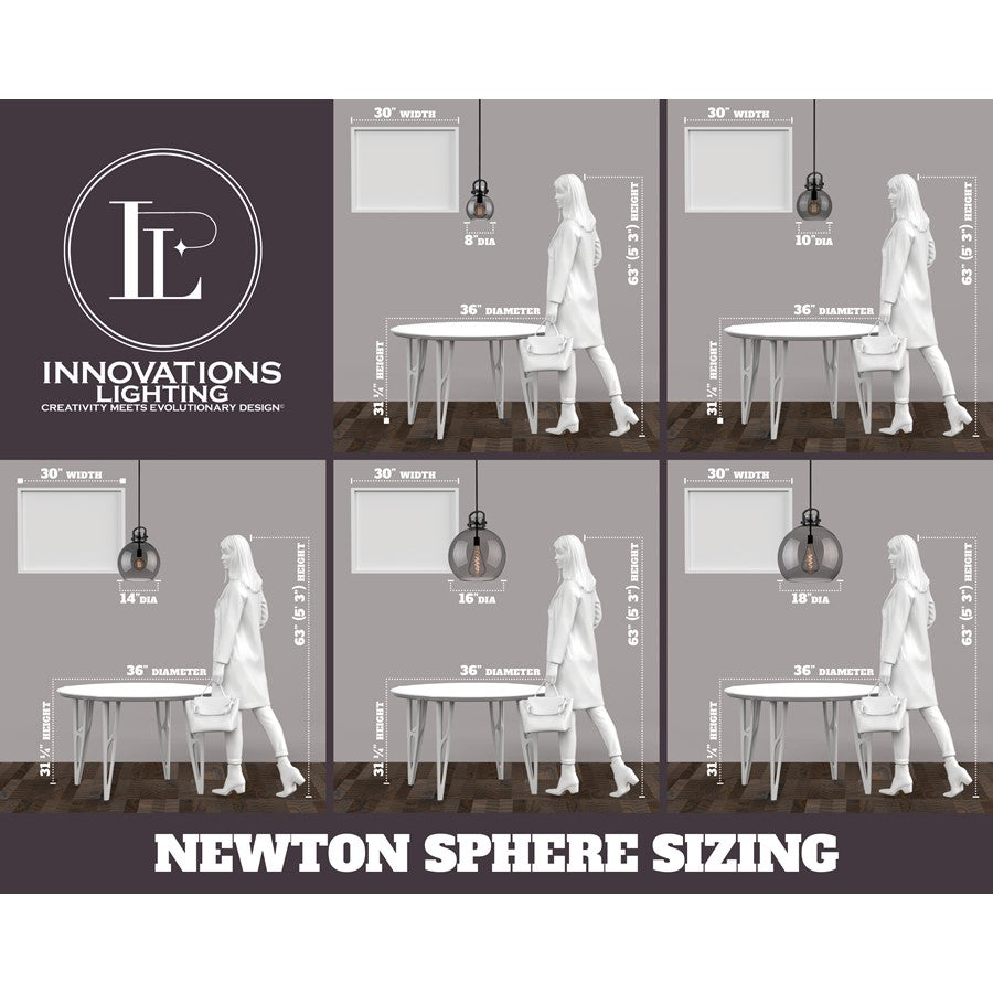 Innovations Newton Sphere 18" Stem Arch Pendant, CBZ/WH