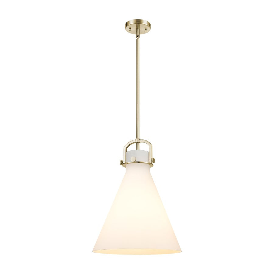Innovations Newton Cone 1Lt 14" Stem Arch Pendant, CBZ/WH - 410-1SL-CB-G411-14WH