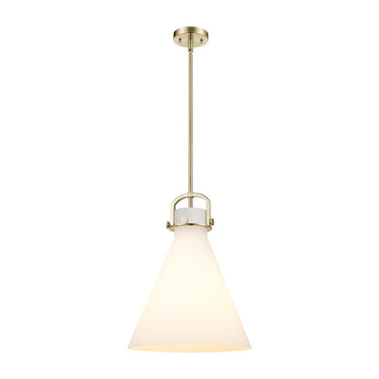 Innovations Newton Cone 1Lt 14" Stem Arch Pendant, CBZ/WH - 410-1SL-CB-G411-14WH