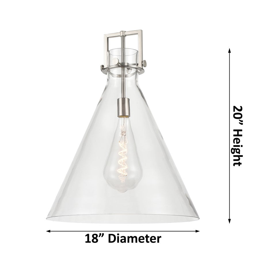 Innovations Newton Cone 1Lt 18" Stem Arch Pendant, CBZ/WH