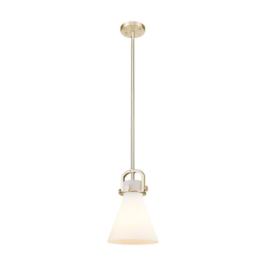 Innovations Newton Cone 8" Stem Arch Mini Pendant, CBZ/WH - 410-1SS-CB-G411-8WH