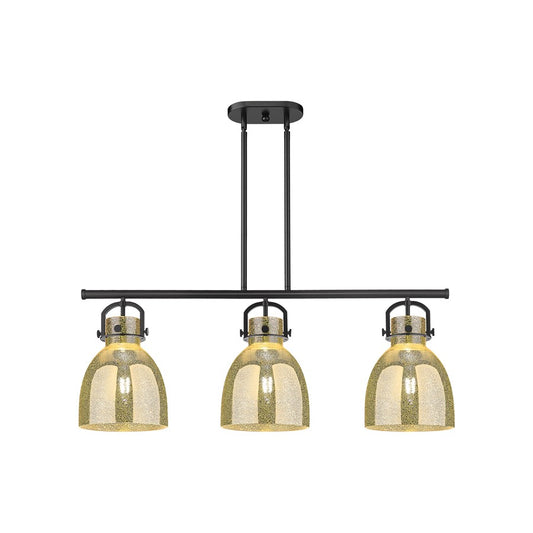 Innovations Newton Bell 3Lt 42" Stem Arched Island, BK/MC - 410-3I-BK-G412-10ME