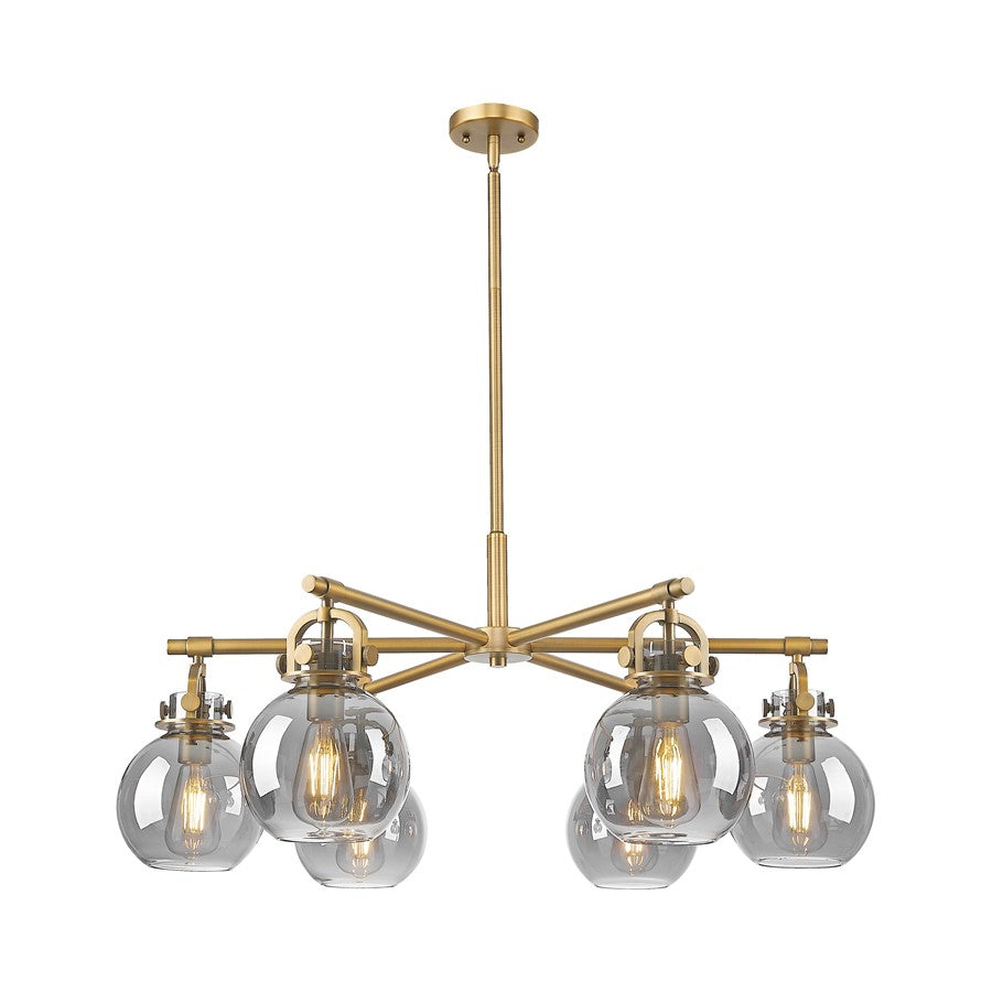 Innovations NS 6Lt 26" Stem Arch Chandelier, BB/SM - 410-6CR-BB-G410-7SM