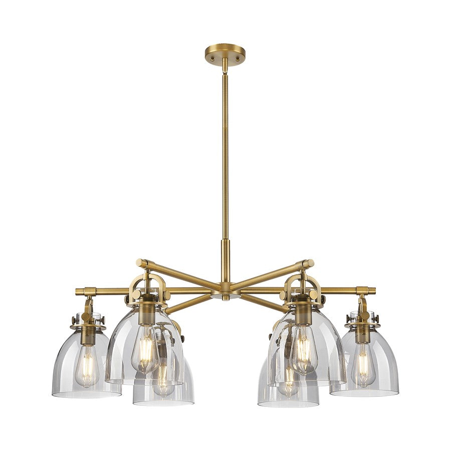 Innovations NB 6Lt 26" Stem Arch Chandelier, BB/SM - 410-6CR-BB-G412-7SM