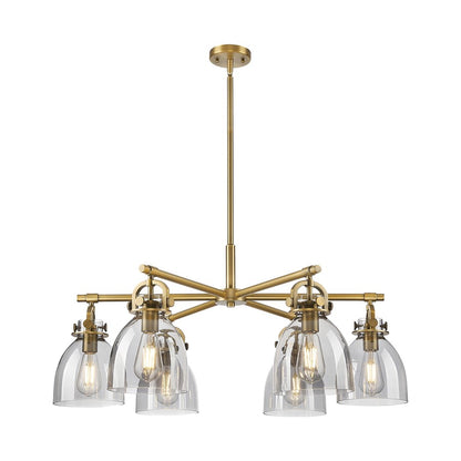 Innovations NB 6Lt 26" Stem Arch Chandelier, BB/SM - 410-6CR-BB-G412-7SM