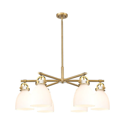 Innovations NB 6Lt 26" Stem Arch Chandelier, BB/WH - 410-6CR-BB-G412-7WH