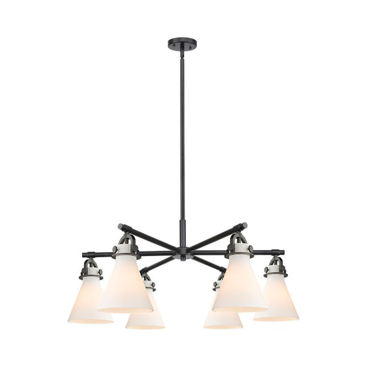 Innovations NC 6Lt 26" Stem Arch Chandelier, BK/WH - 410-6CR-BK-G411-7WH