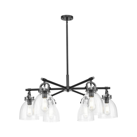 Innovations NB 6Lt 26" Stem Arch Chandelier, BK/SD - 410-6CR-BK-G412-7SDY